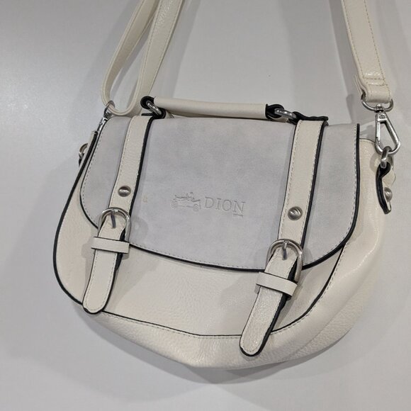 DION Faux Leather Crossbody Bag Purse White - Picture 2 of 6